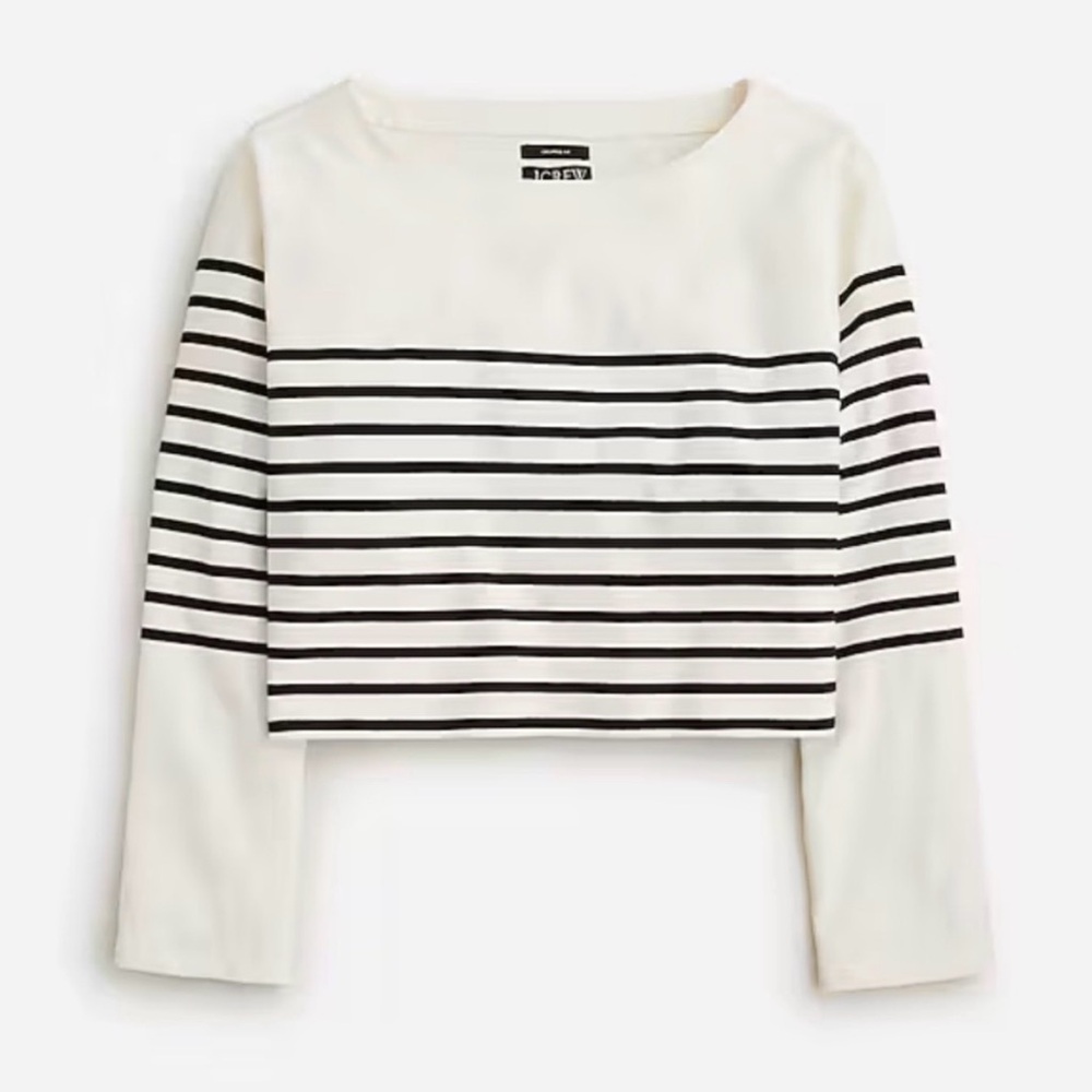 Jcrew Striped Black and White Cropped Women's Top